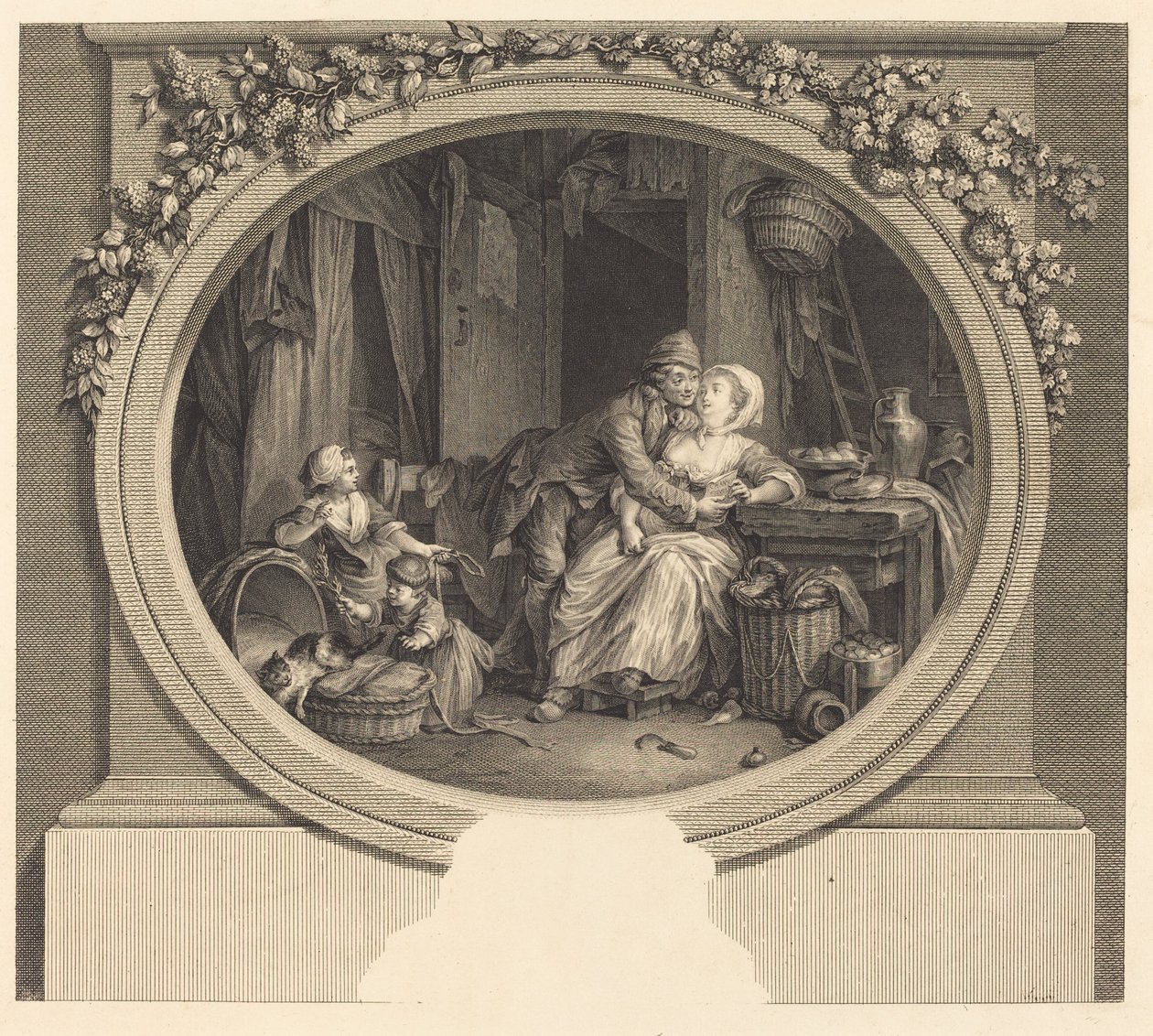 Het dorpsgeluk door Nicolas Delaunay after Sigmund Freudenberger