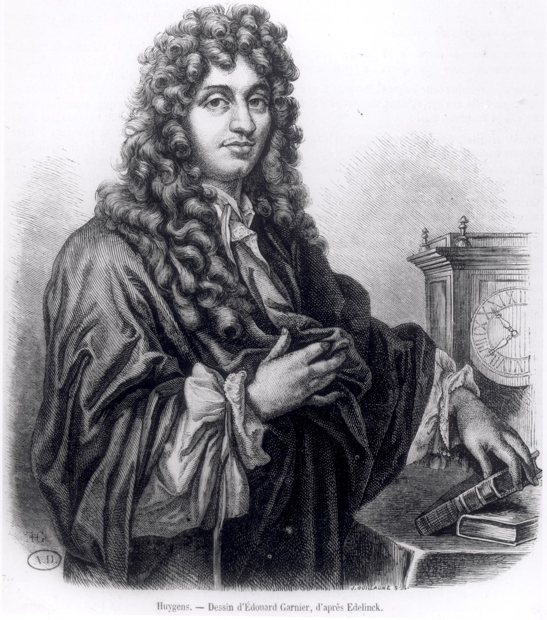 Christian Huyghens (1629-95) gegraveerd door Edouard Garnier door Nicolas Etienne Edelinck