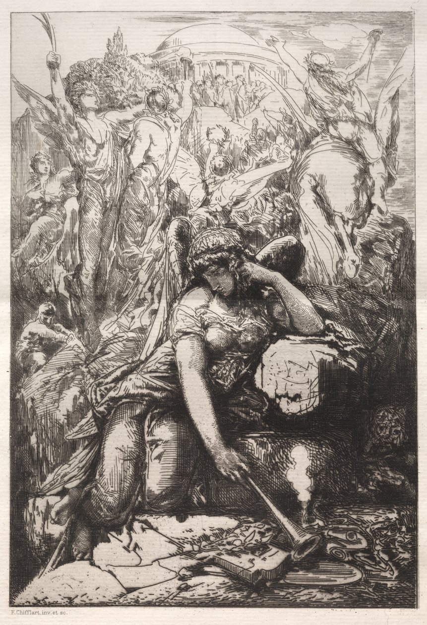 Melancholie door Nicolas François Chifflart