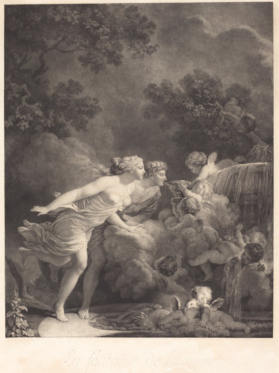 De Fontein van Liefde door Nicolas François Regnault after Jean Honoré Fragonard