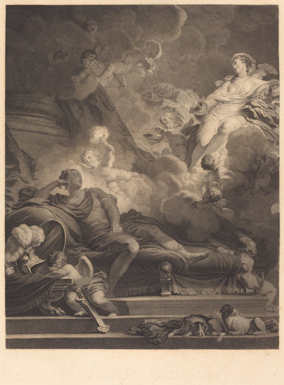 De droom van de liefde door Nicolas François Regnault after Jean Honoré Fragonard