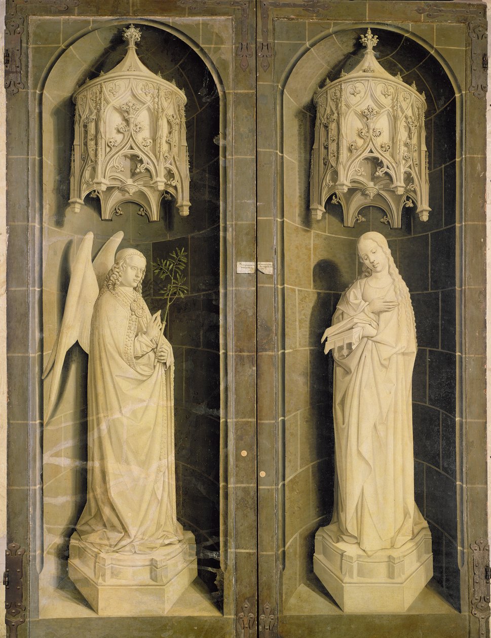 De Annunciatie, buitenpaneel van het Drieluik van Mozes en de brandende braamstruik, c.1476 door Nicolas Froment