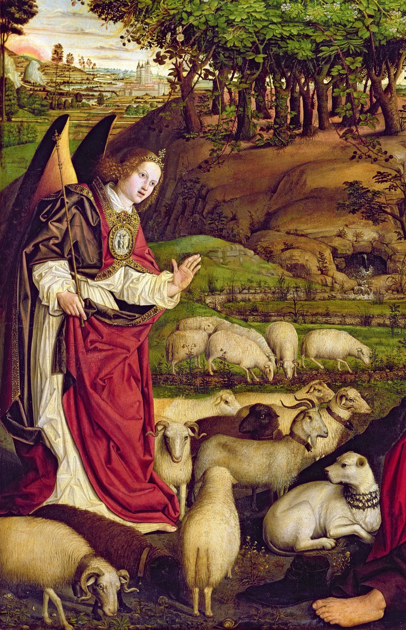 Het drieluik van Mozes en de brandende struik, c.1476 (detail) door Nicolas Froment