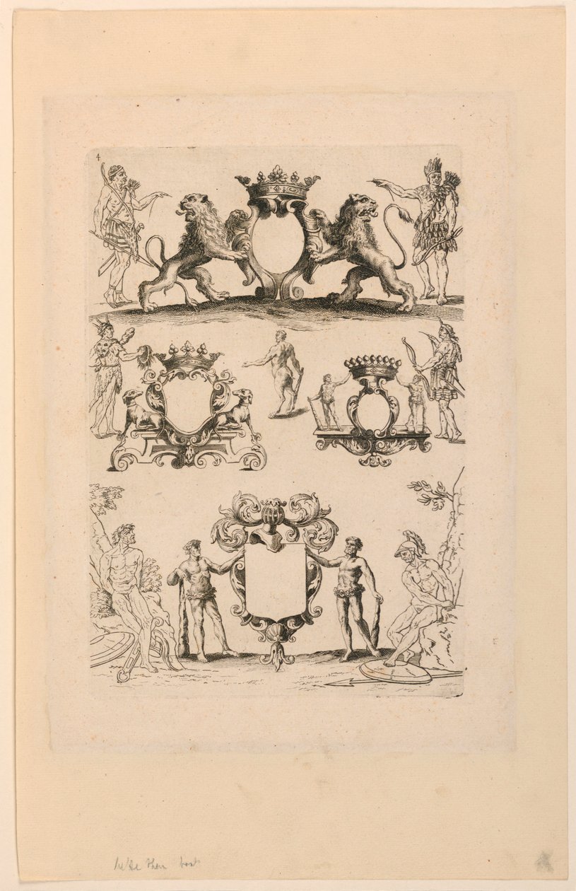 Ontwerp voor Wapen, uit "Livre de Cartouches" door Nicolas Guerard