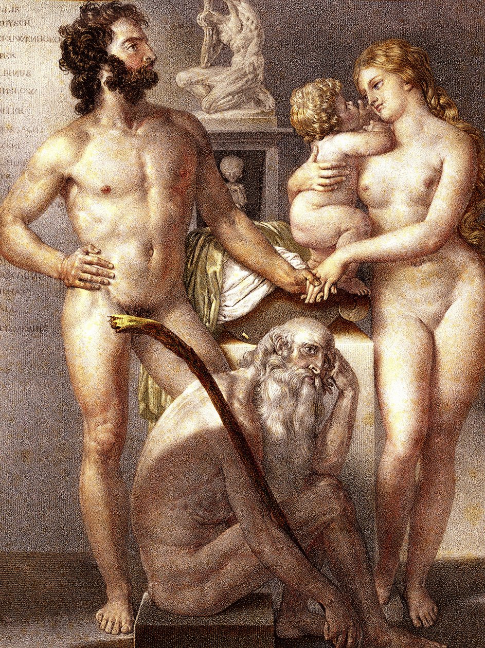 Anatomie van de Mens - De 3 Leeftijden 1884 door Nicolas Henri (after) Jacob