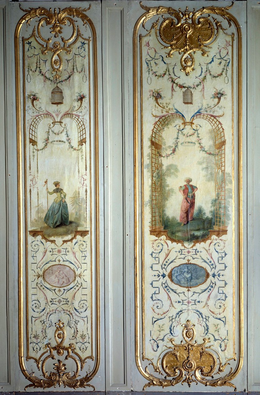 Geschilderd paneel van het Hotel de Peyrenc gerealiseerd door Nicolas Lancret (1690-1743) 1725 Parijs, Decoratieve Kunsten door Nicolas Lancret