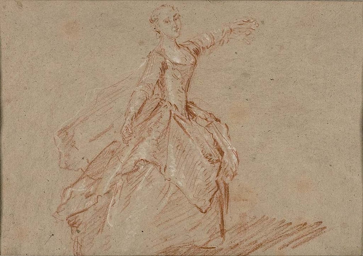 Studie voor De dans tussen het paviljoen en de fontein door Nicolas Lancret