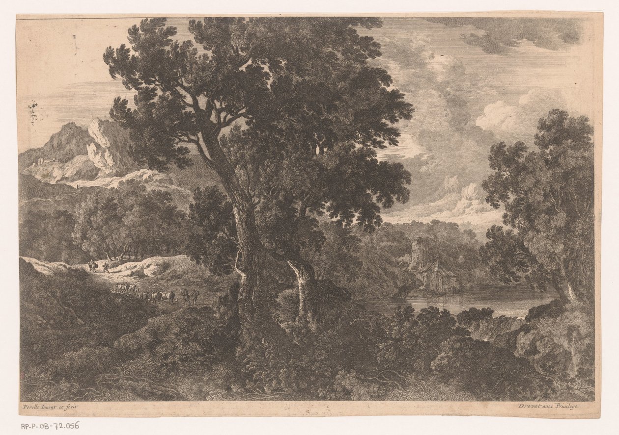 Berglandschap met bomen door Nicolas Perelle
