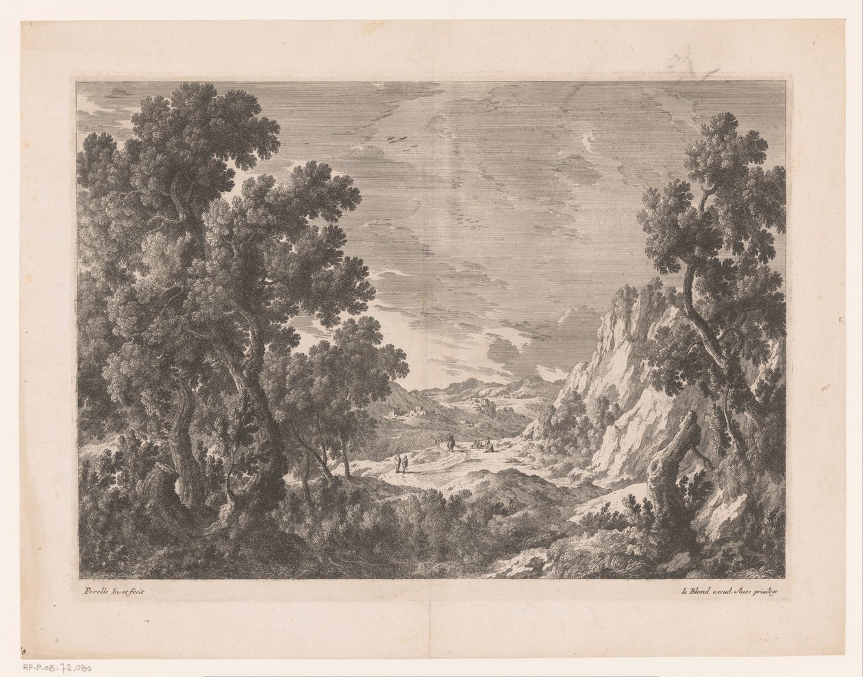 Berglandschap met mensen op een weg door Nicolas Perelle