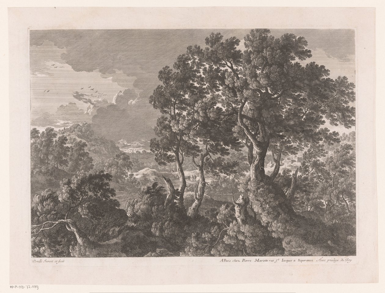 Heuvellandschap met bomen door Nicolas Perelle