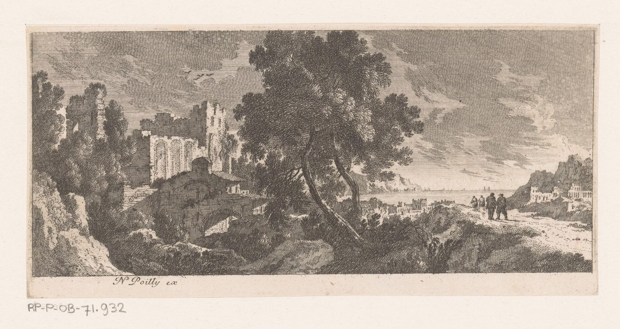 Landschap met ruïne aan zee door Nicolas Perelle