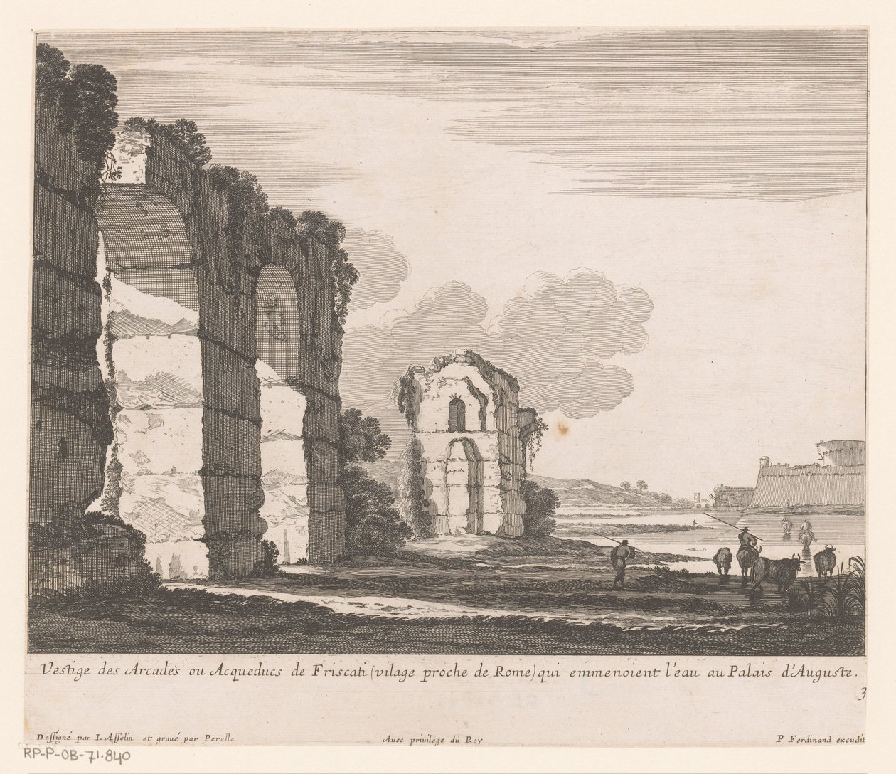 Landschap met ruïnes en koeherders door Nicolas Perelle