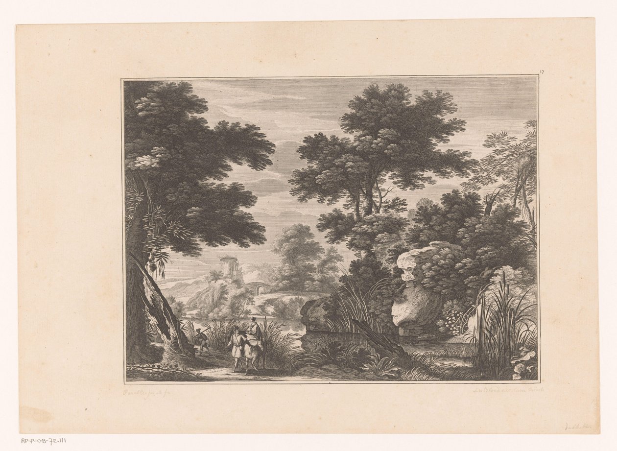 Rivierlandschap met vlucht naar Egypte door Nicolas Perelle