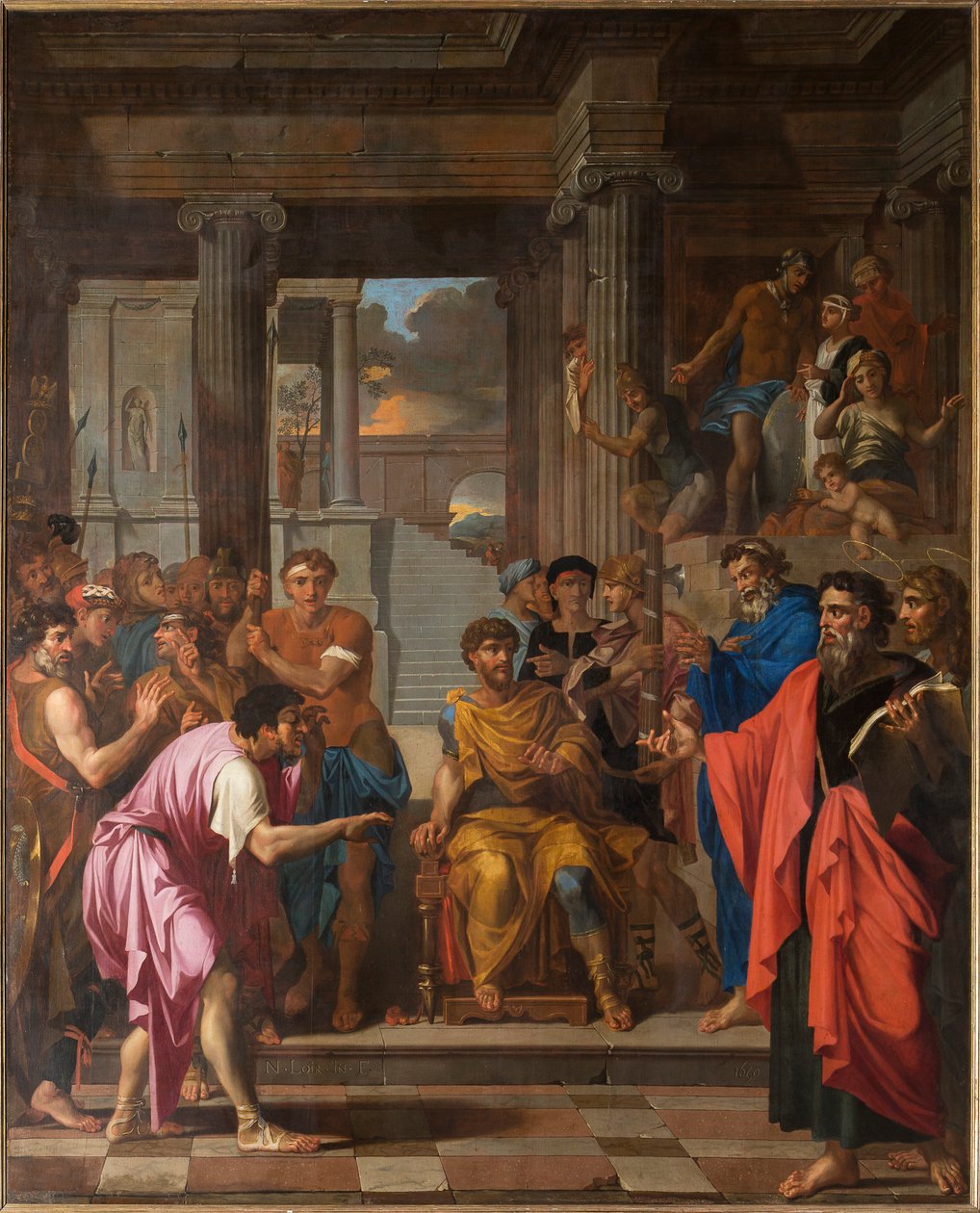 Sint Paulus verblindt de valse profeet Bar-Jezus en bekeert de Proconsul Sergius door Nicolas Pierre Loir