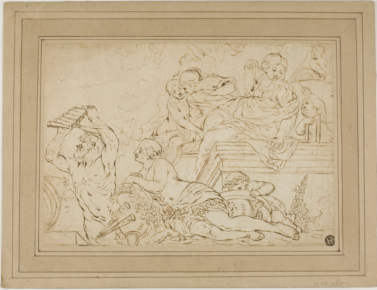Scène met nimfen en sater door Nicolas Pierre Loir