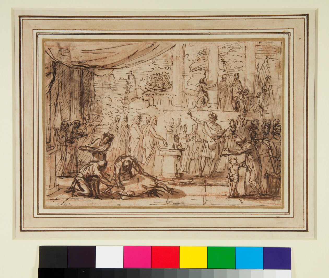 Antiek offer in een tempel door Nicolas Poussin