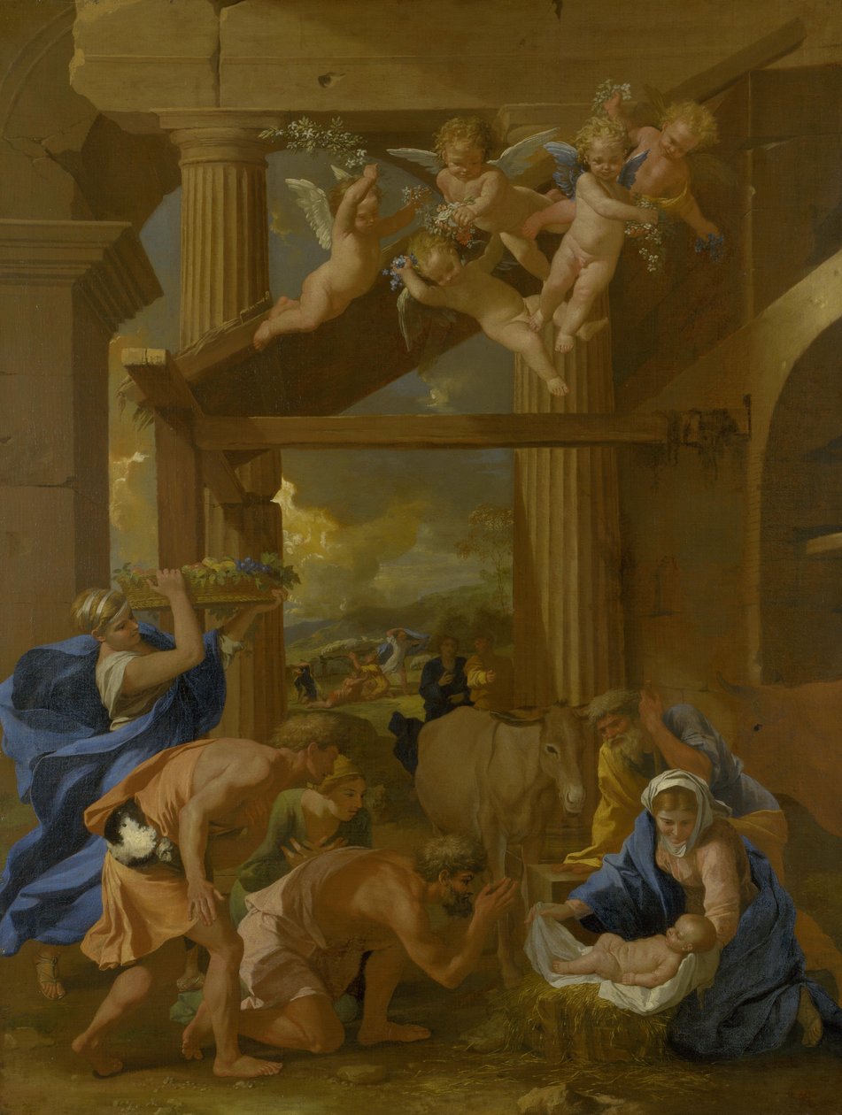 De aanbidding van de herders door Nicolas Poussin