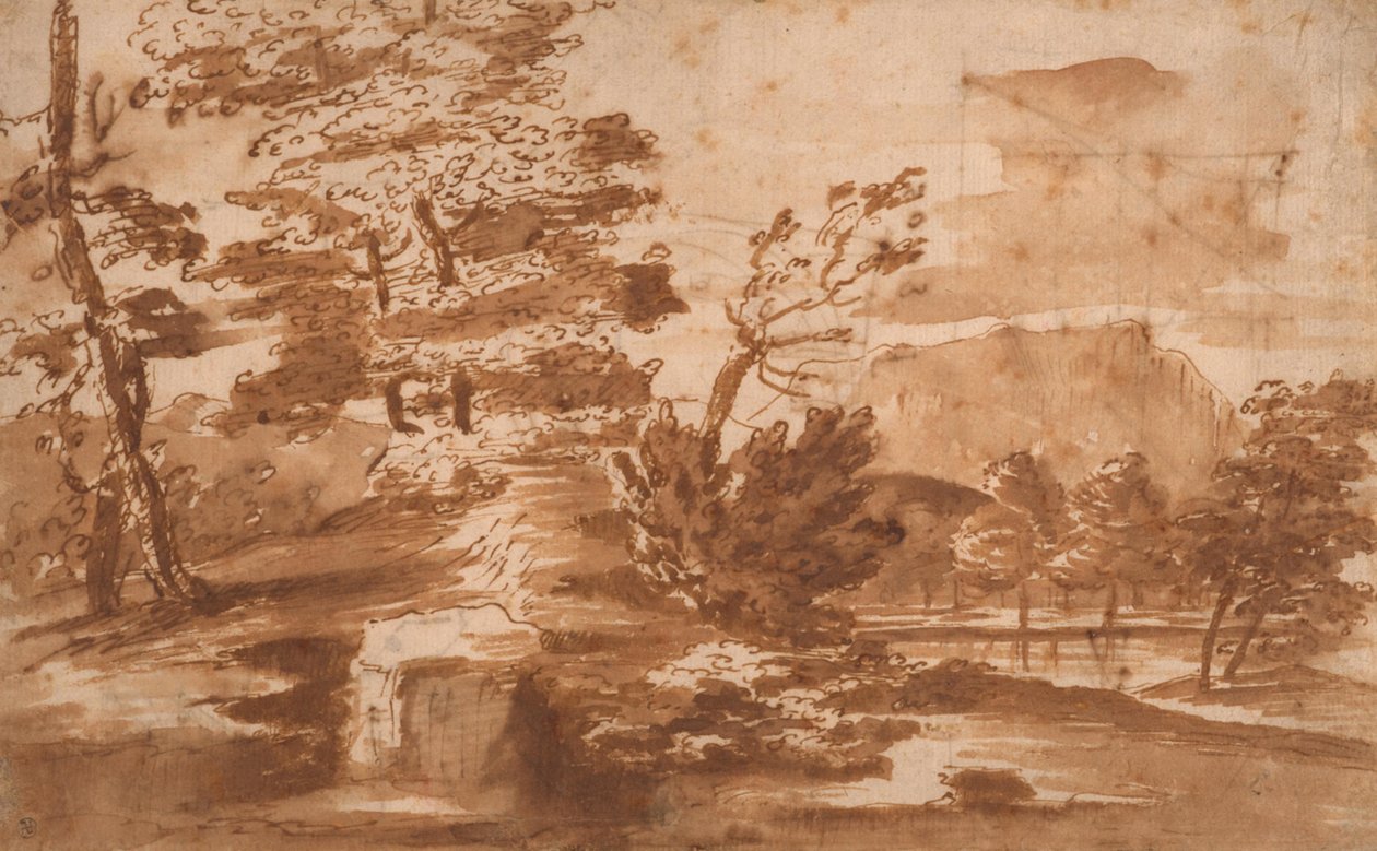 Landschap (recto) door Nicolas Poussin