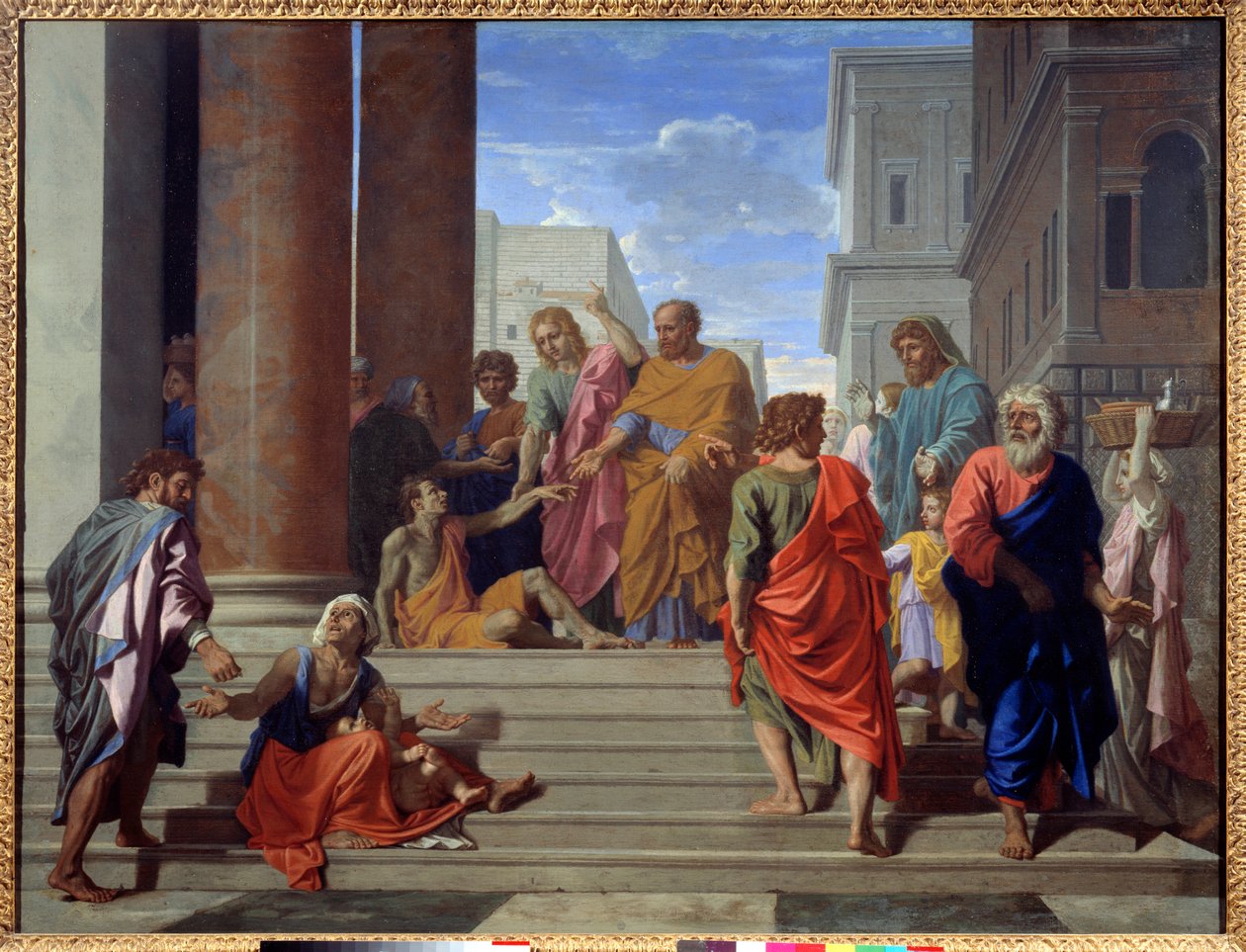 Sint Petrus en Sint Jan die de Kreupele Genezen door Nicolas Poussin