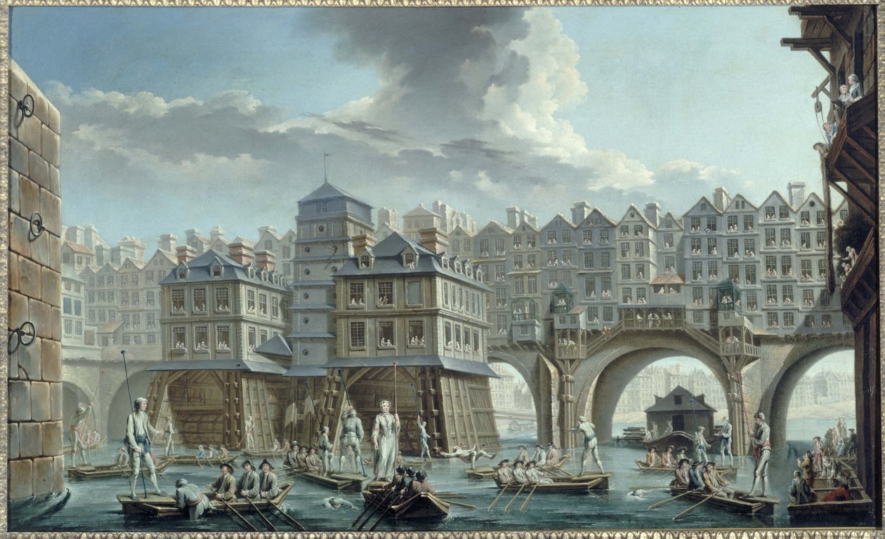 Schippersjoust, tussen de Pont Notre-Dame en de Pont au Change door Nicolas Raguenet