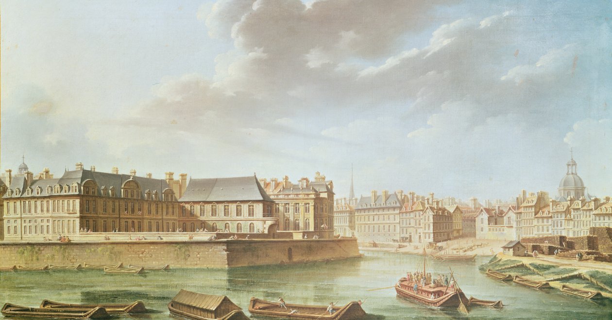 Het Ile Saint-Louis en het Hotel de Bretonvilliers in 1757 door Nicolas Raguenet