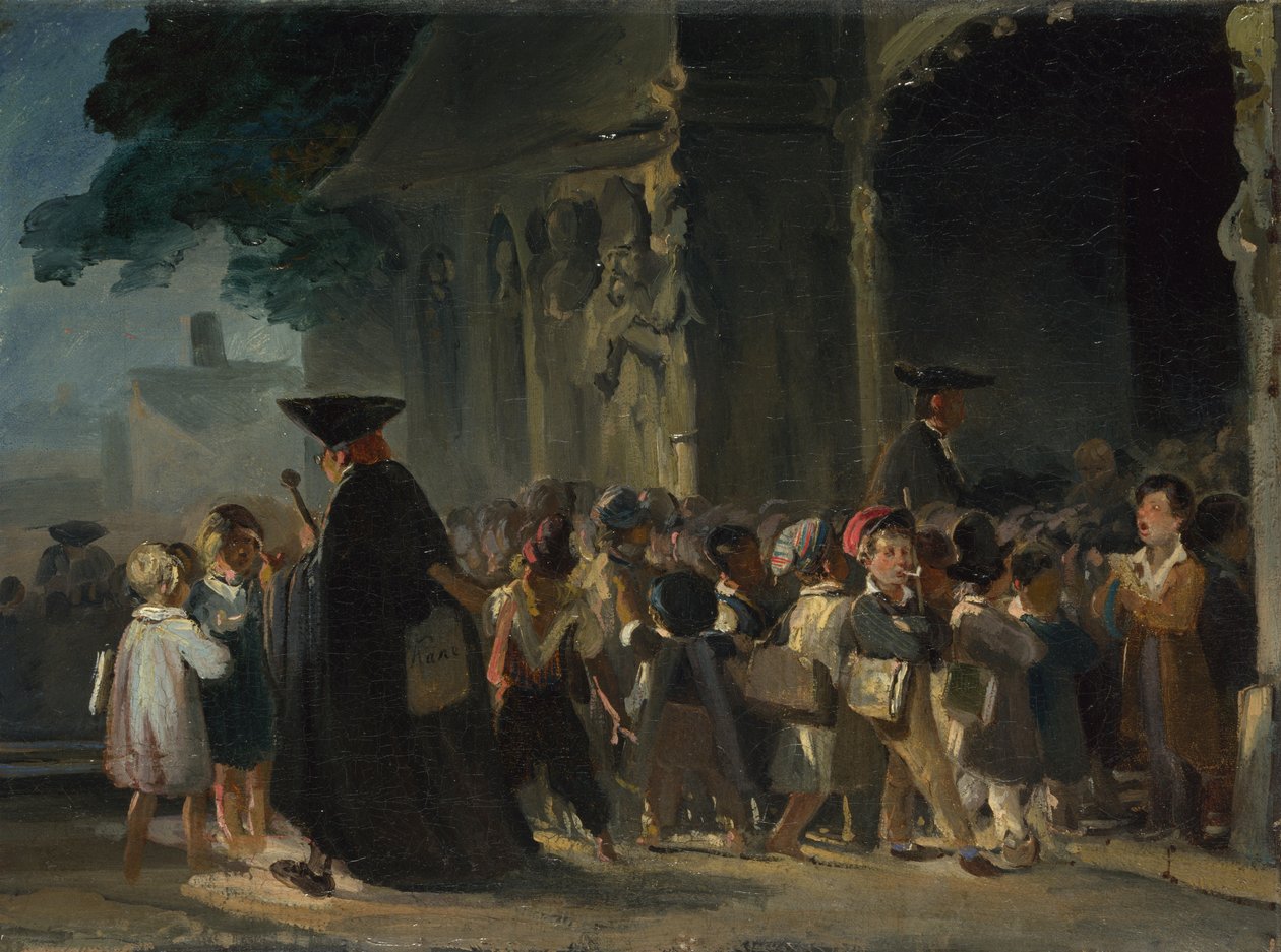 Kinderen bij een kerkdeur, tussen 1817 en 1845 door Nicolas Toussaint Charlet