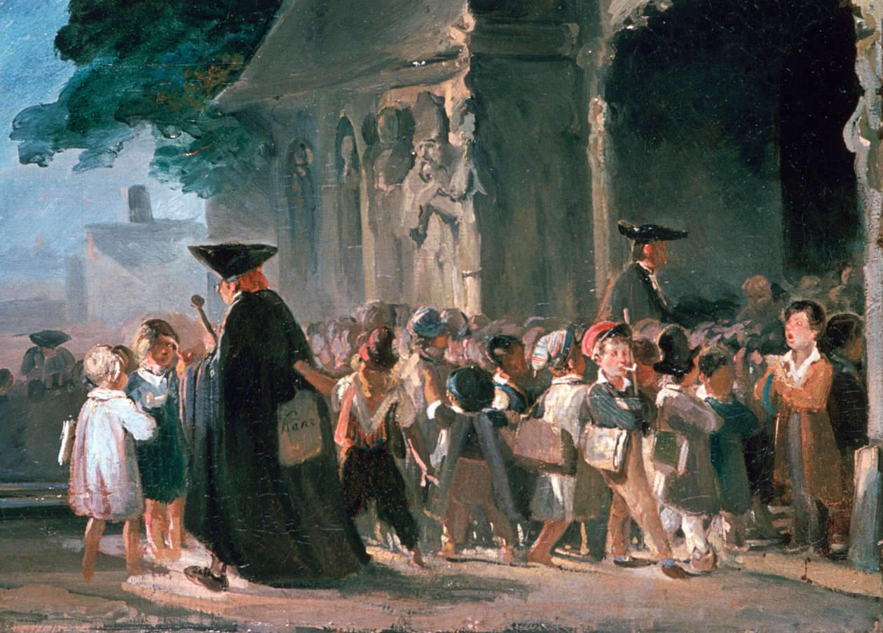 Kinderen bij een kerkdeur, ca. 1817-1845 door Nicolas Toussaint Charlet