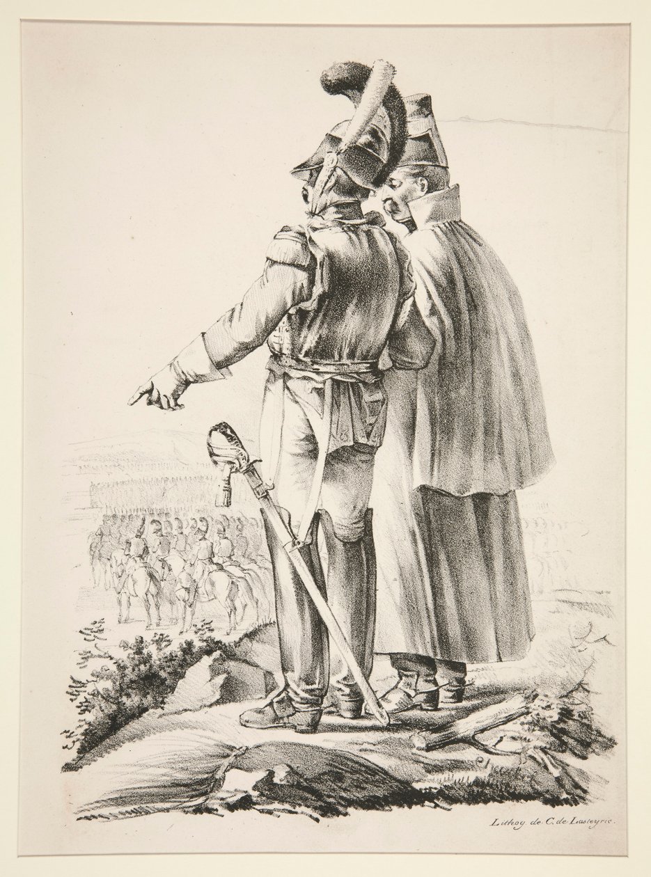 Deux Cuirassiers a pied door Nicolas Toussaint Charlet