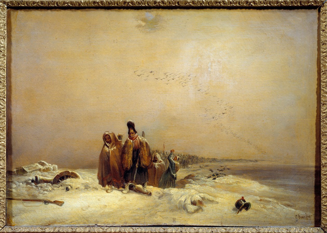 Episode van de Russische terugtocht Napoleontische oorlog (1812). door Nicolas Toussaint Charlet