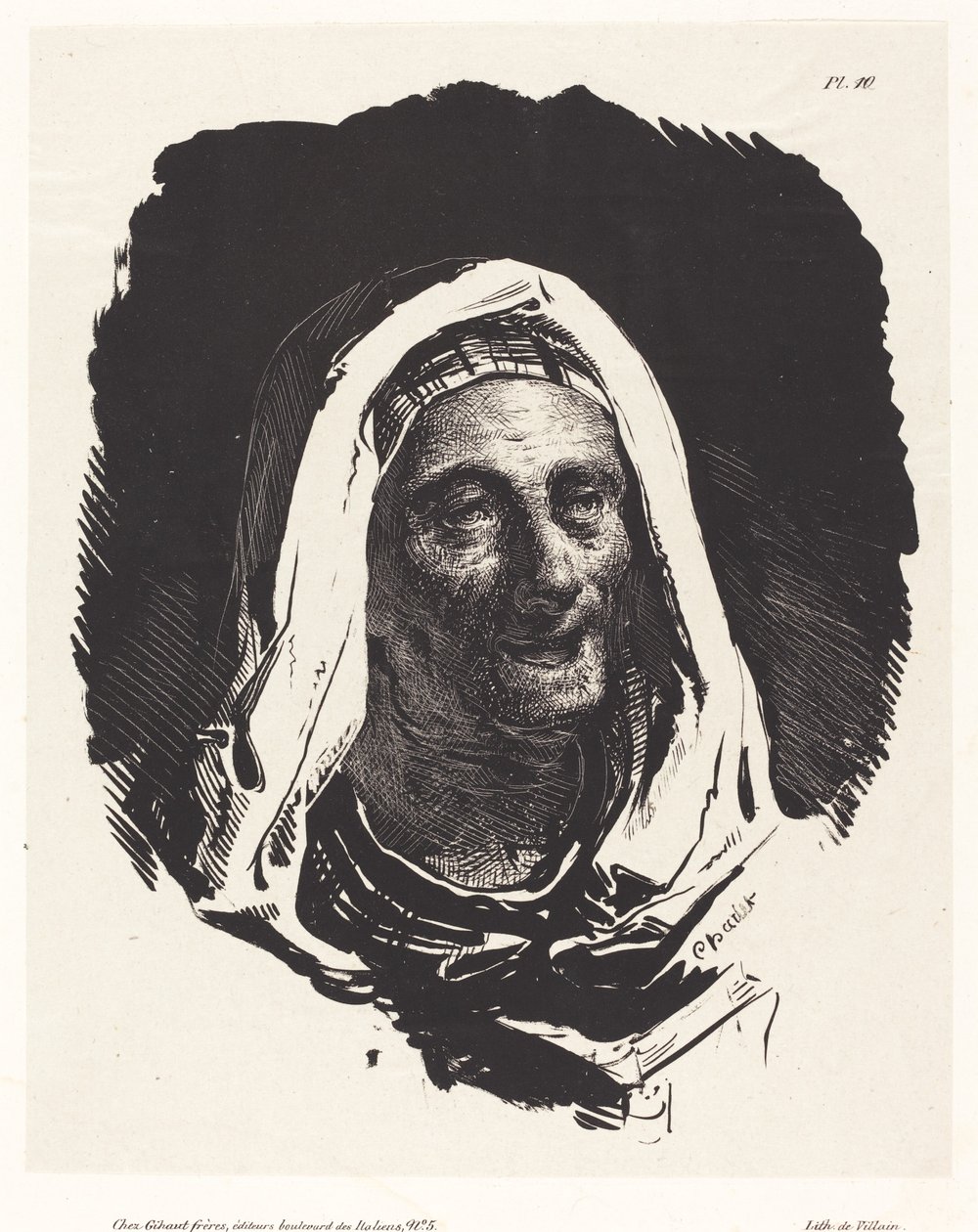 Hoofd van een Oude Vrouw door Nicolas Toussaint Charlet