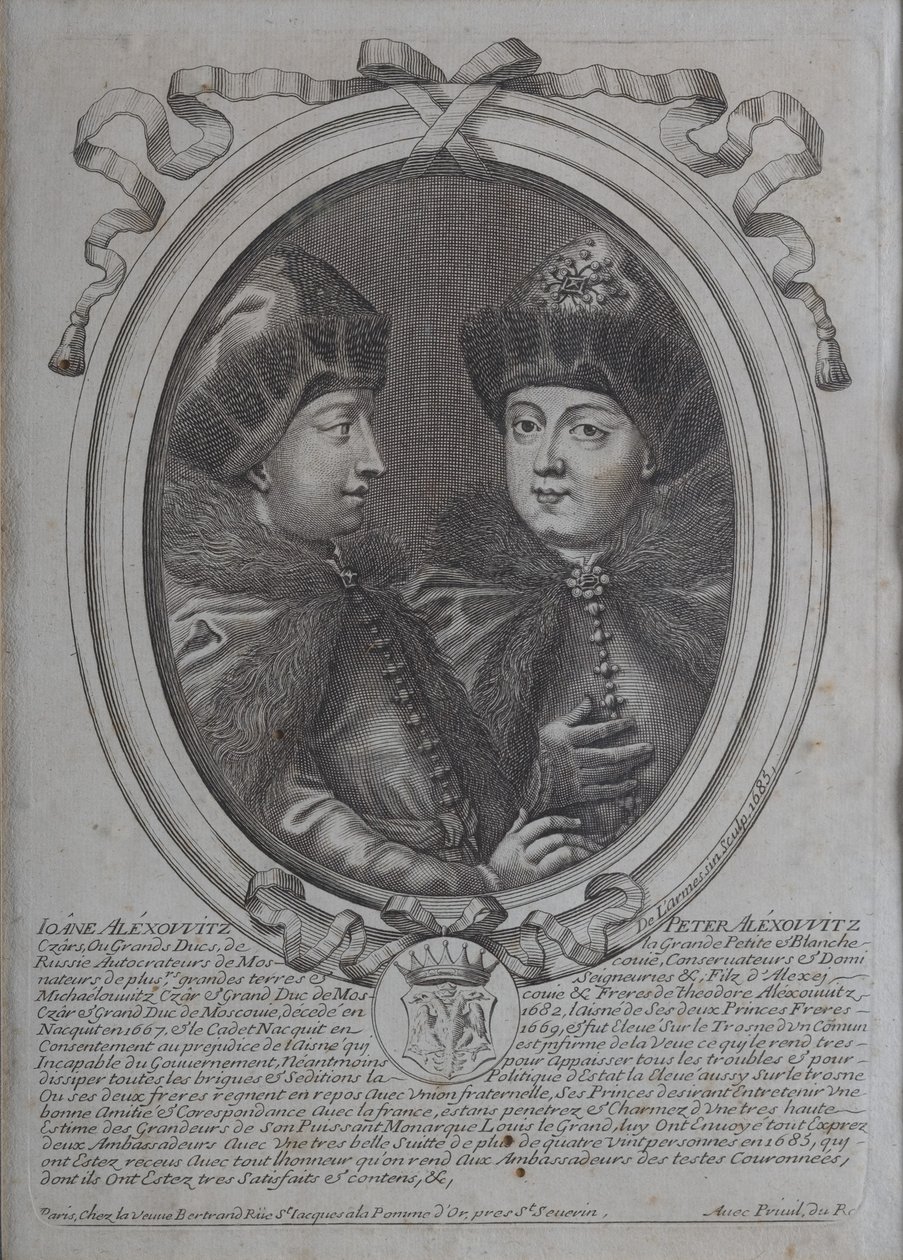 De tsaren Ivan Alexeyevich en Peter Alexeyevich van Rusland door Nicolas de Larmessin