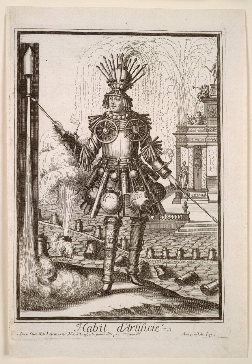 Fantasiekostuums: Kostuum van de Vuurwerkmaker, ca. 1690 door Nicolas de Larmessin II