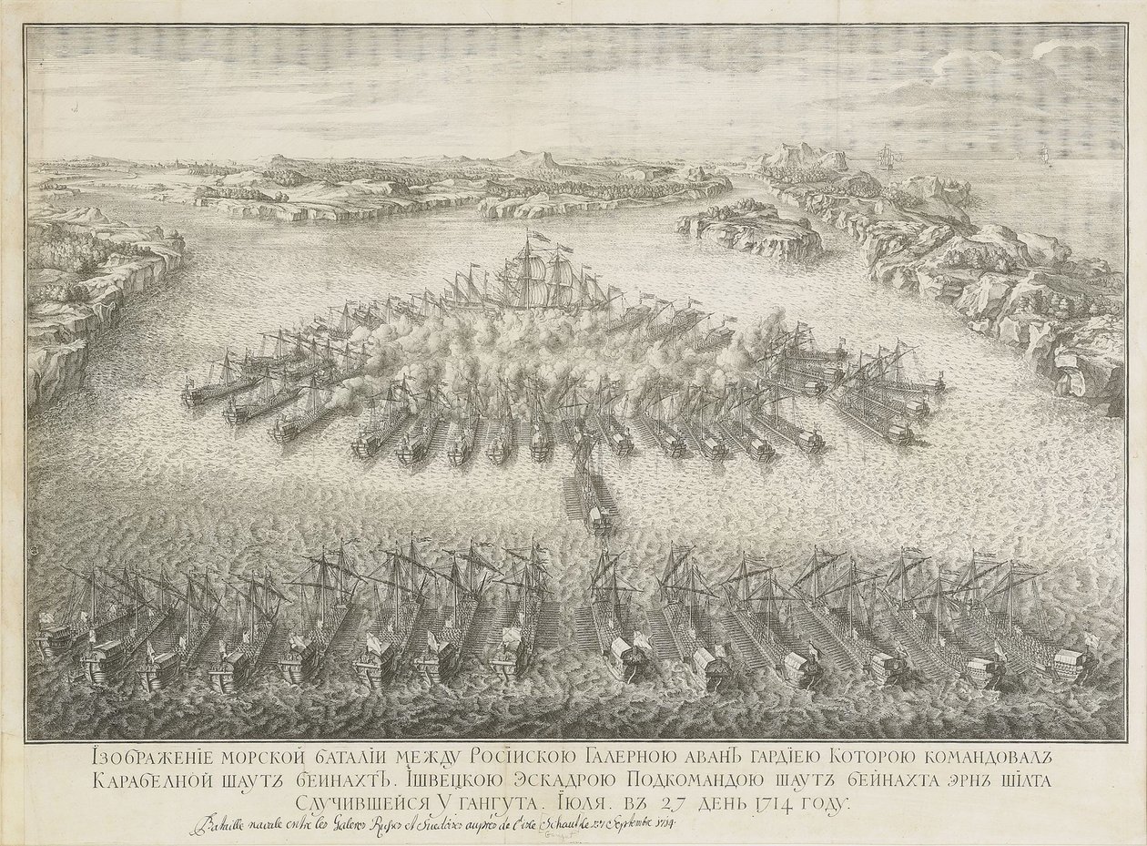 De zeeslag bij Gangut op 27 juli 1714 door Nicolas de Larmessin II