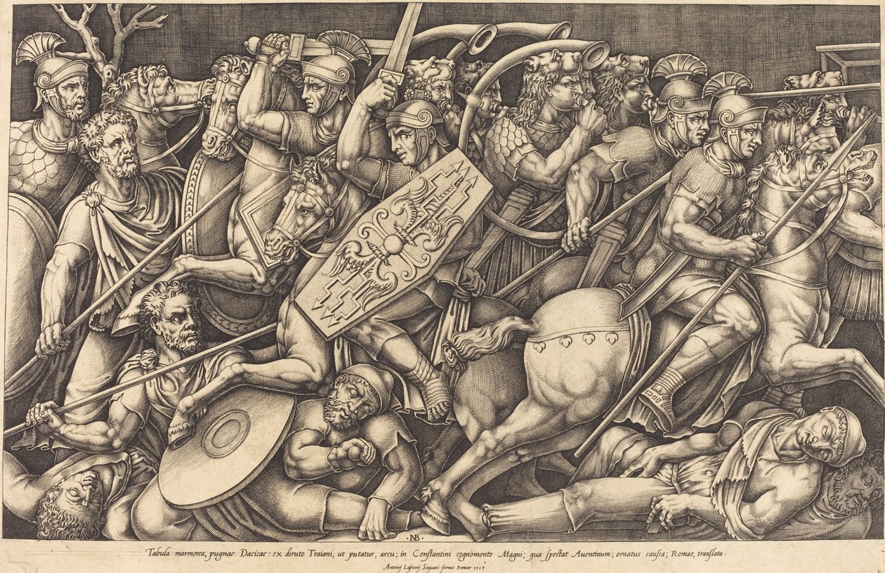 Romeinse Soldaten Vechten tegen de Daciërs door Nicolaus Beatrizet