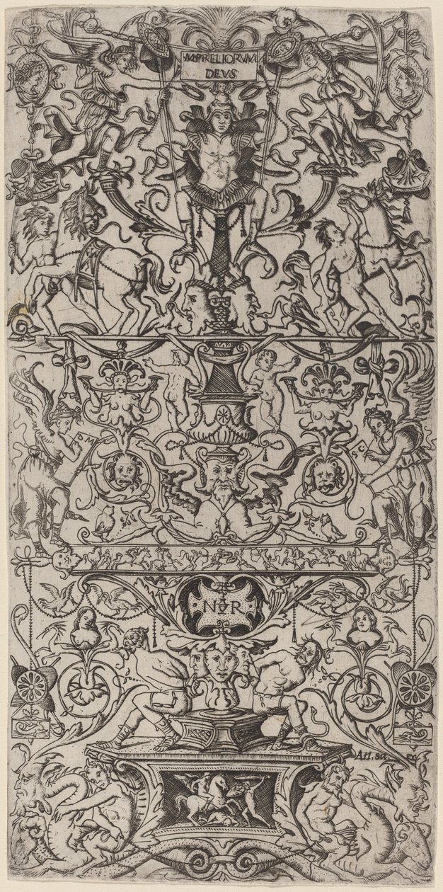 Ornamentpaneel: Mars, god van de oorlog door Nicoletto da Modena