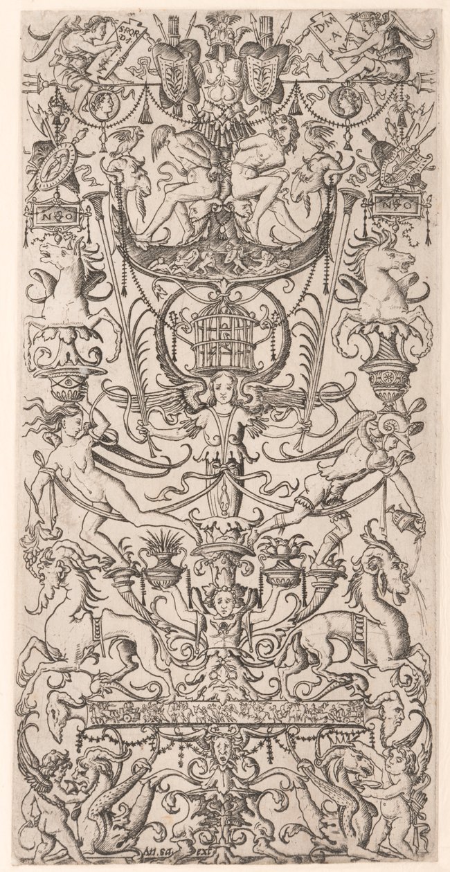 Ornamentpaneel met Vogelkooi door Nicoletto da Modena