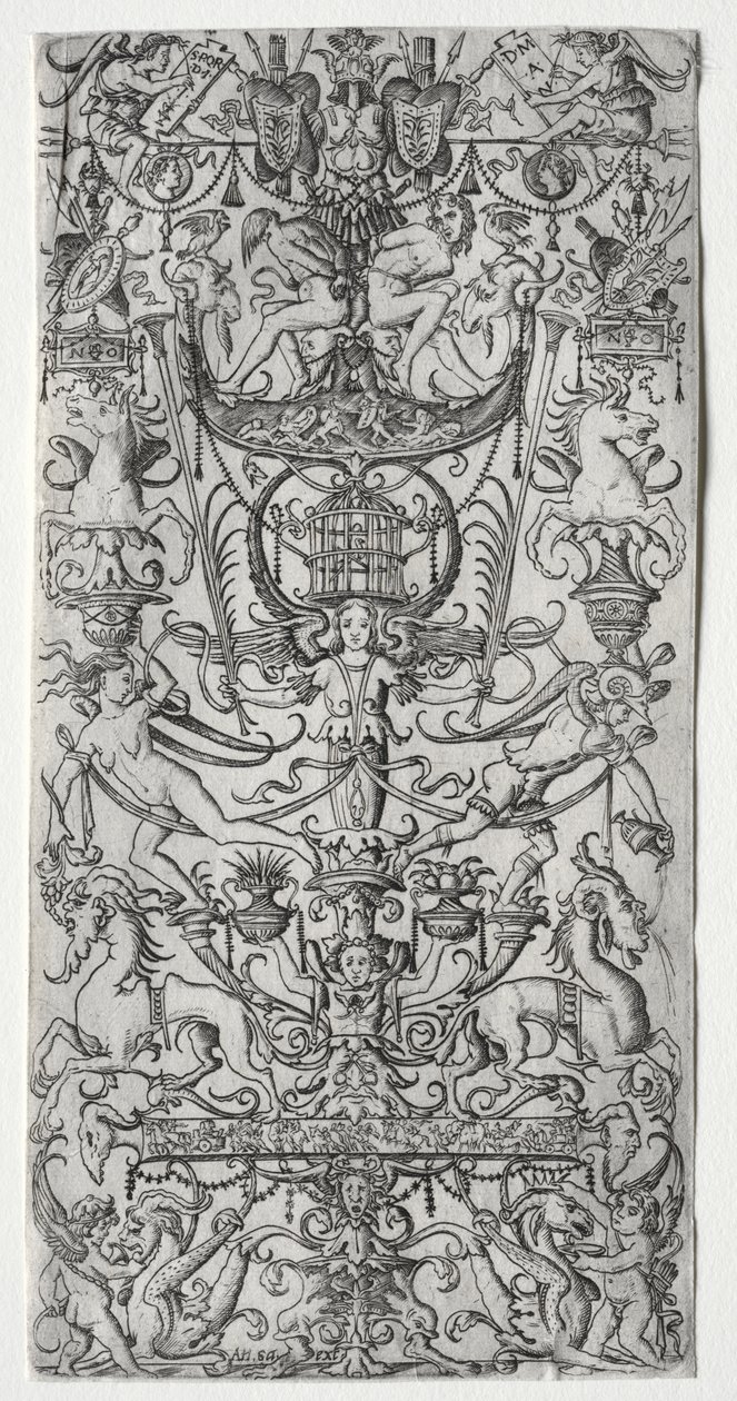 Ornamentpaneel met een Vogelkooi door Nicoletto da Modena