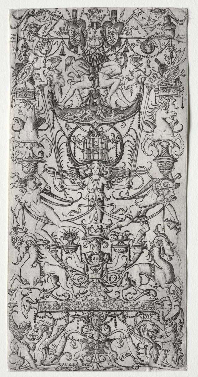 Ornamentpaneel met een vogelkooi, ca. 1500-1512 door Nicoletto da Modena