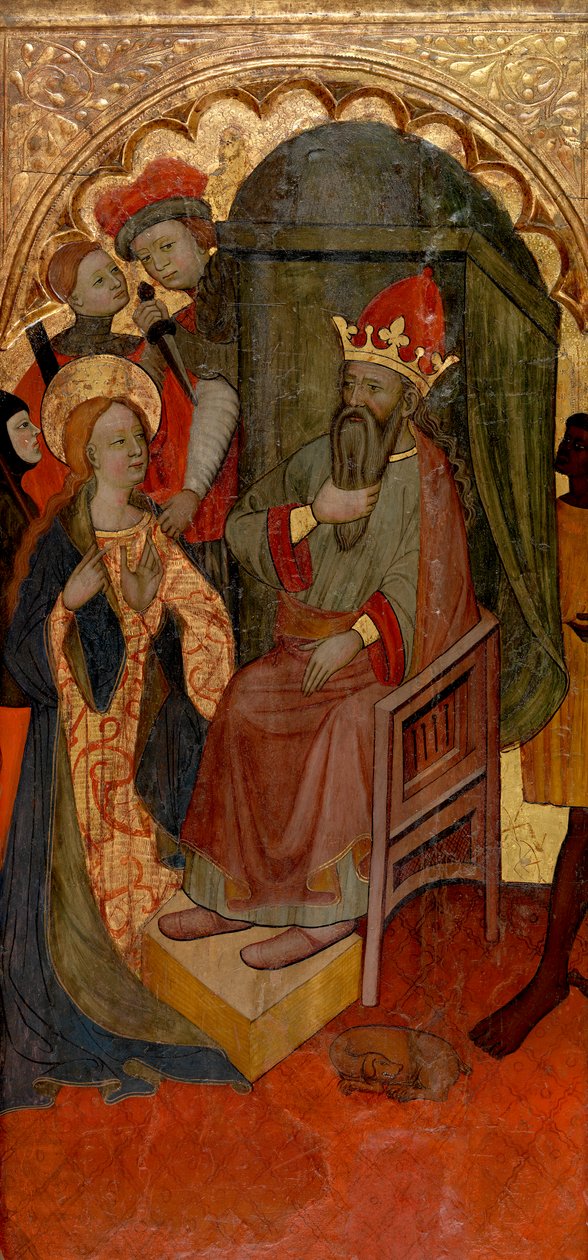 Sint-Katharina van Alexandrië voor de Romeinse keizer door Nicolás Solano