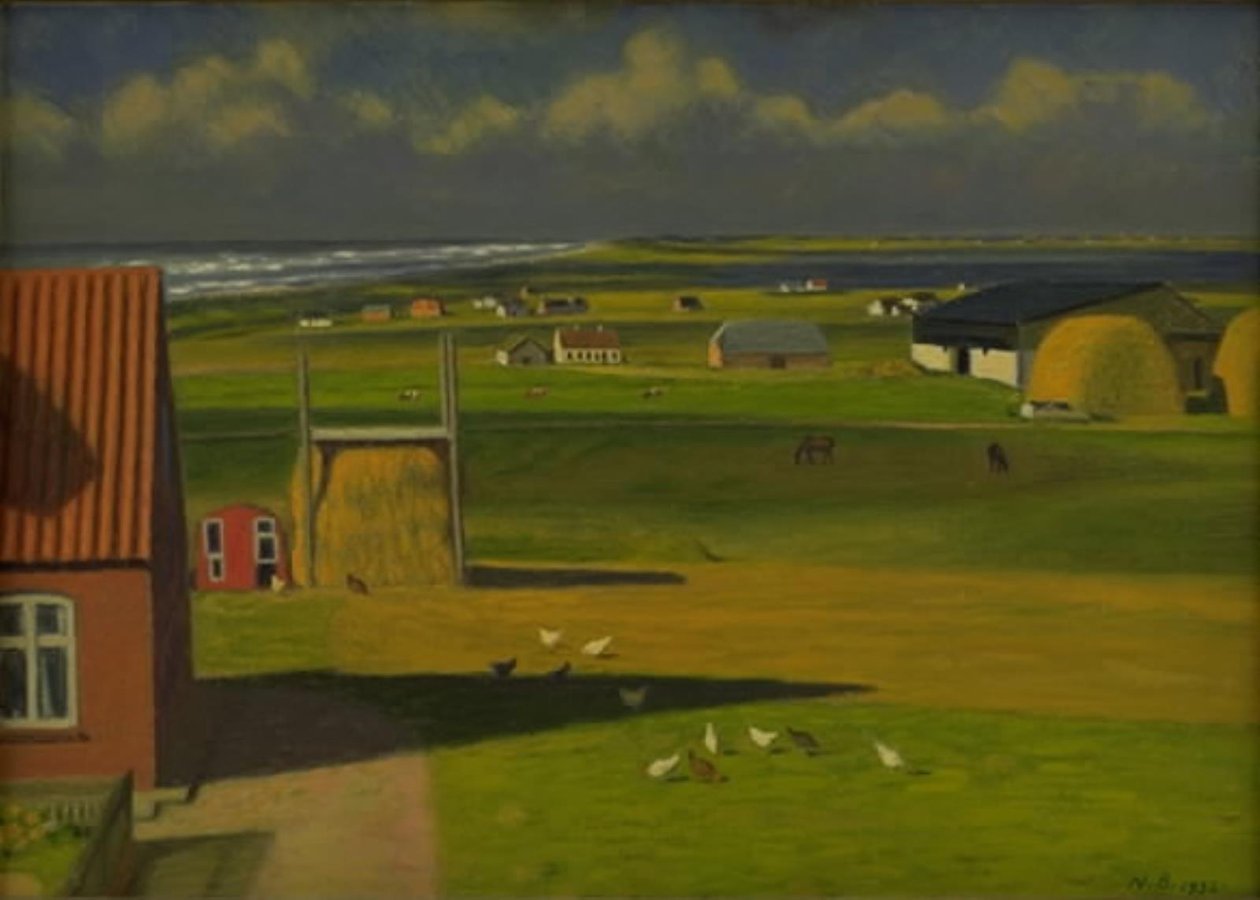 Een Landschap met Boerderijen in het Westen van Jutland door Niels Jakob Jakobsen Bjerre