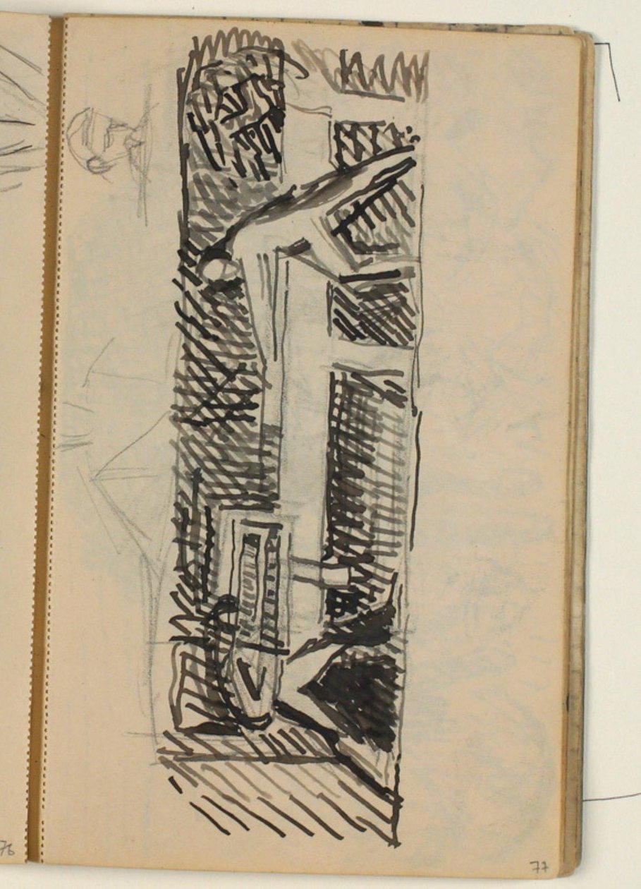 Figurencompositie - schets voor reliëf over verschillende ambachten? door Niels Larsen Stevns