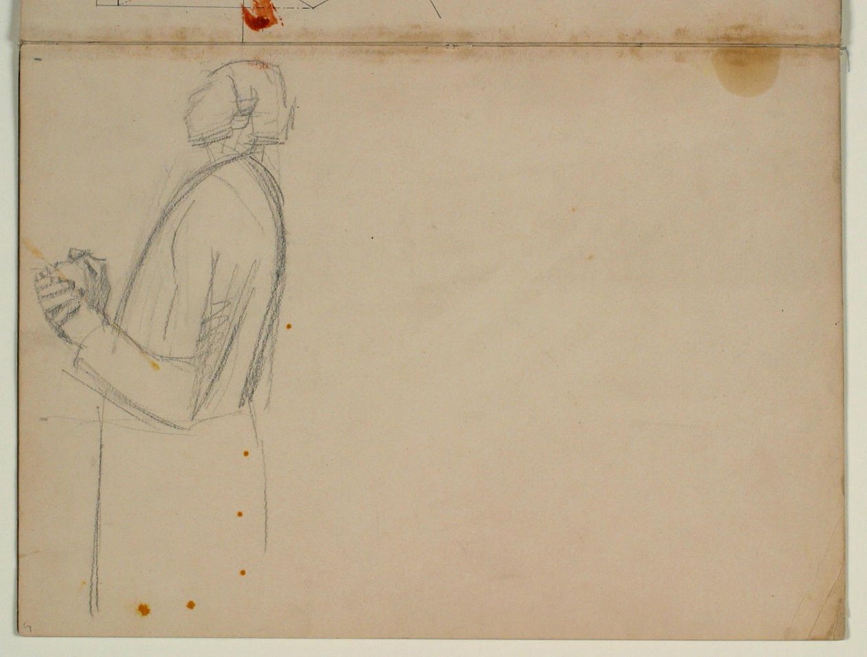 Studie van staande apostel naar links, halve figuur. Voor de Hemelvaart door Niels Larsen Stevns