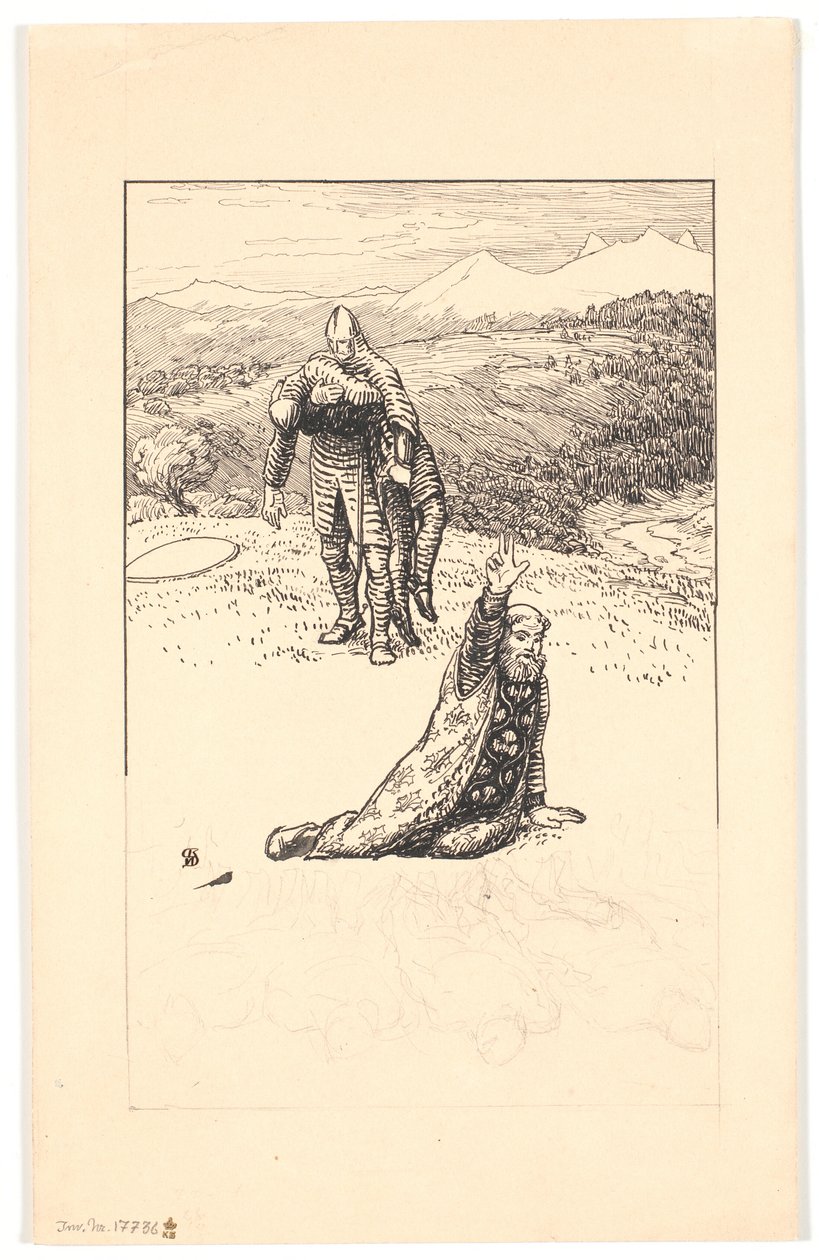 De dood van aartsbisschop Turpin door Niels Skovgaard