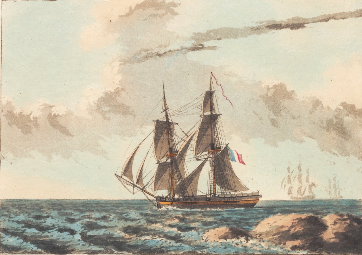 Een Franse kanonneerboot die dicht onder water kruist door Niels Truslew