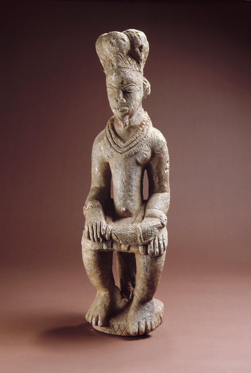 Zittend figuur met zwaard, Esie, voor 1850 door Nigerian