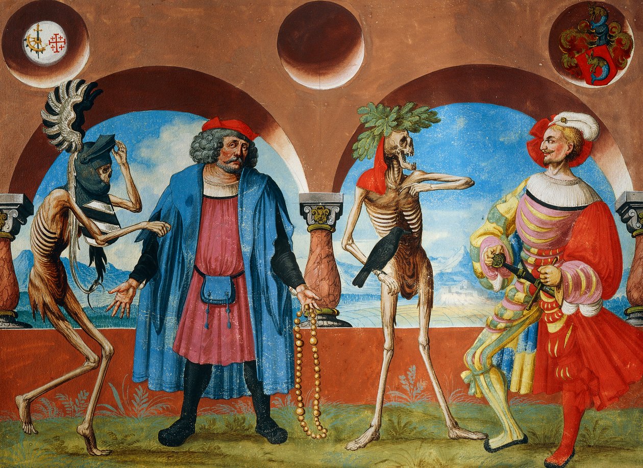 De dood, hoofd van de regering en bourgeois van Bern uit de Dodendanscyclus van Albrecht Kauw door Niklaus Manuel