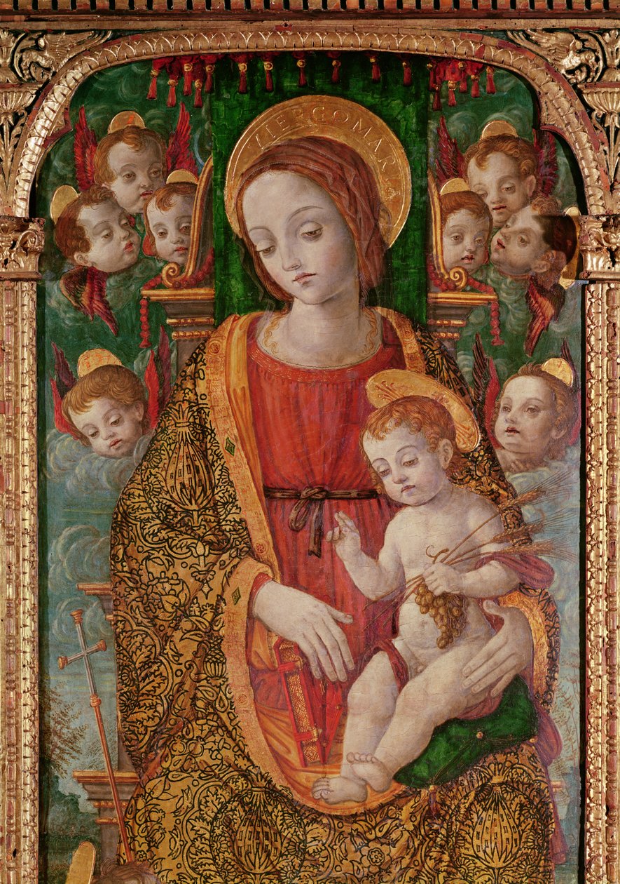 Maagd en Kind met SS. Gregorius en Martinus (detail van de Maagd) door Nikola Bozidarovic