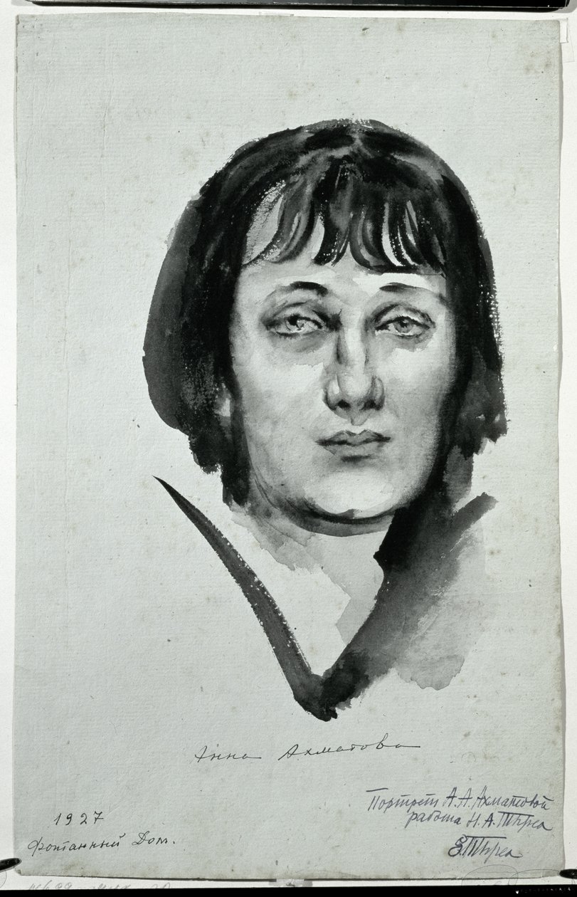 Portret van Anna Achmatova (1889-1966), 1927 door Nikolai Adrianovich Tyrsa