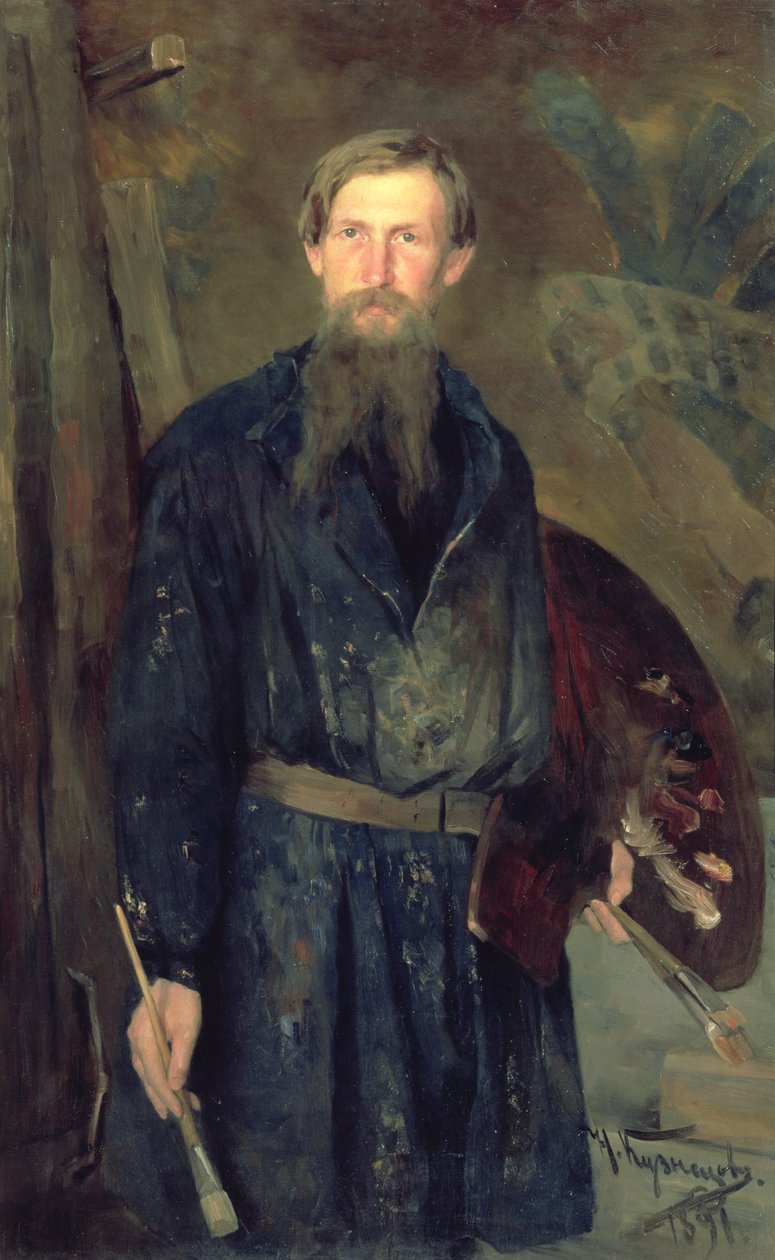 Portret van Victor Mikhailovich Vasnetsov (1848-1926), 1891 door Nikolai Dmitrievich Kuznetsov