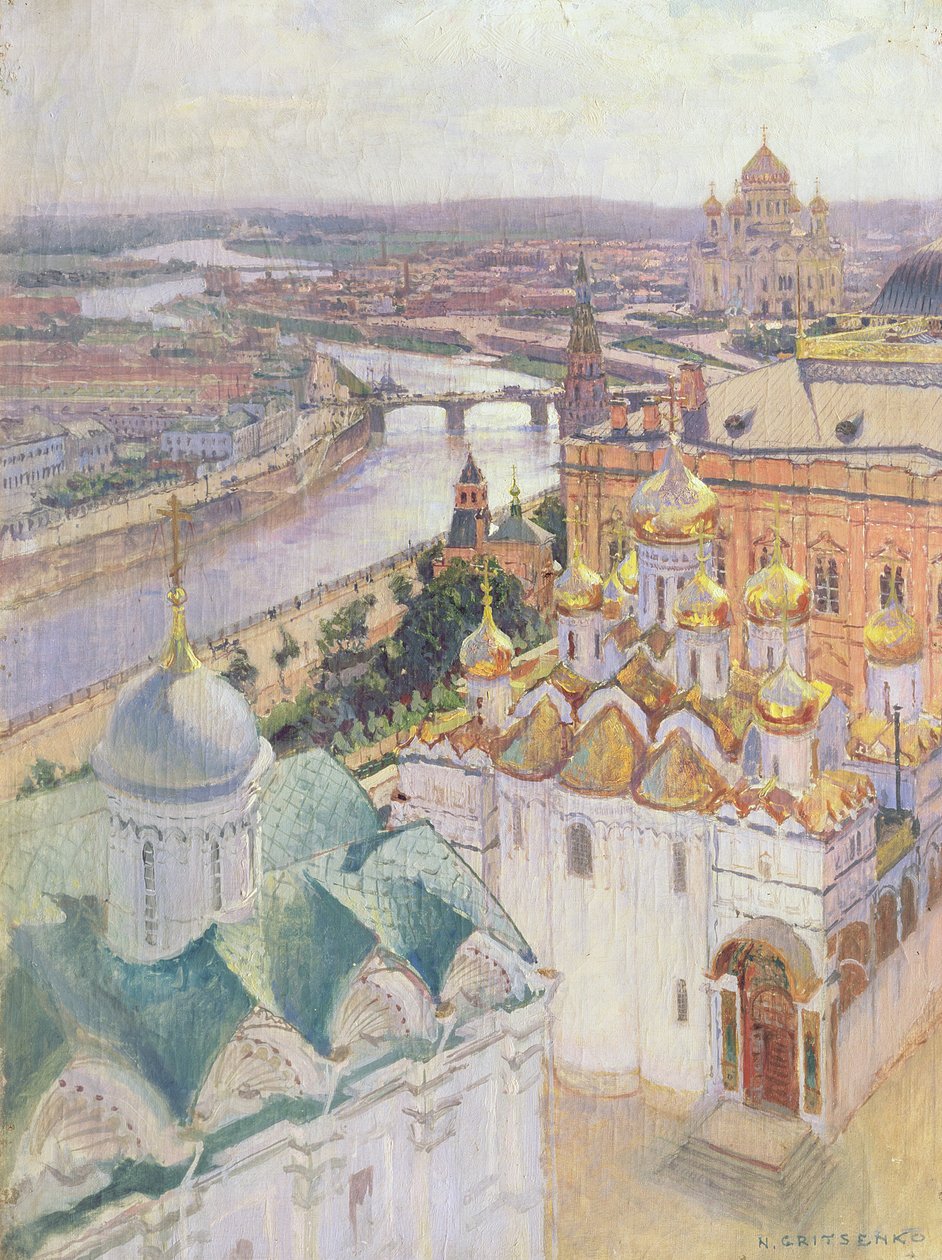 Uitzicht op Moskou vanaf de Klokkentoren van Ivan de Grote, 1896 door Nikolai Nikolaevich Gritsenko